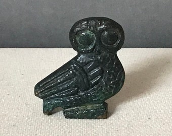 ★ Bronze Figur Eule owl mit antiker Patina 558 