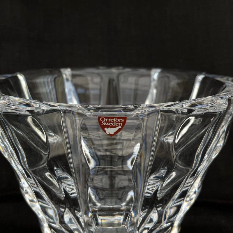 Orrefors Crystal Bowl: Vintage Swedish Glass Vase, Olle Alberius