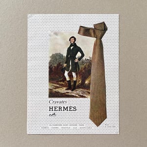 ORIGINAL HERMÈS Anzeige / Vintage Magazinseite / Sammlerstück / Wanddekor / Wandkunst / altes Papier / Adv Plakat / Französisch / Krawatte