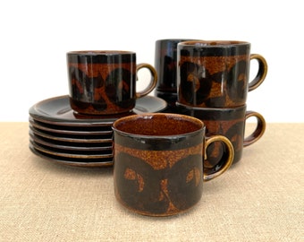 Arabia Finland Stoneware Coffee Cup and Saucer: Mid-Century Scandinavian Design