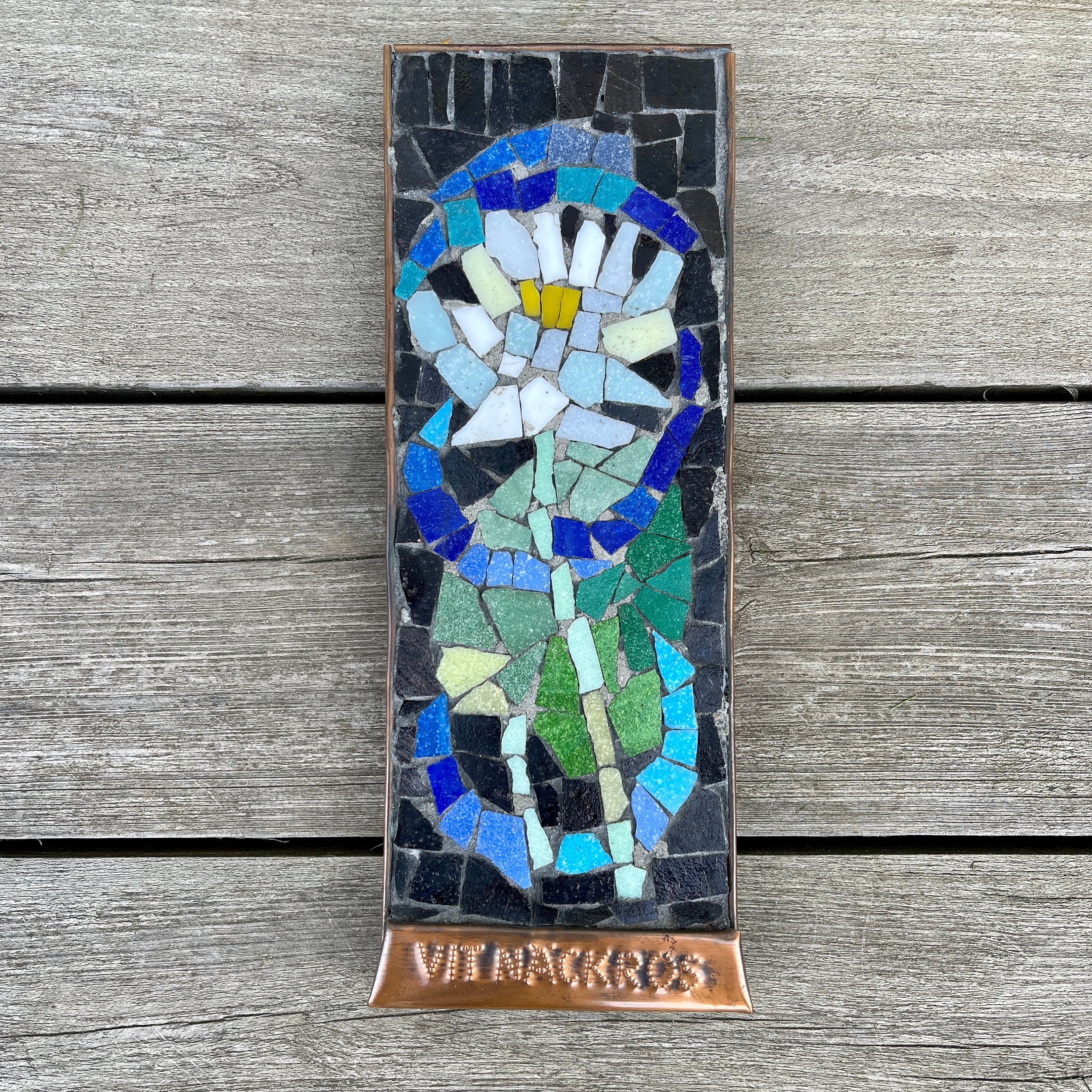 Plaque Florale Mosaïque/Vintage Suédois Art Mural Tentures Murales Fait à La Main Décoration Intérie