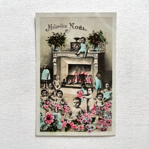 ANTIEKE FRANSE ANSICHTKAART / Vintage fotografie / Gekleurd getint / Handgeschreven / jaren 1900 / Origineel / Shabby chic / Ephemera / Junk journal
