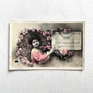 POSTAL FRANCESA ANTIGUA / Fotografía vintage / Coloreado teñido / Escrito a mano / 1900s / Original / Shabby chic / Ephemera / Diario basura