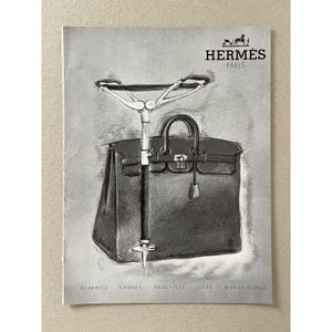 ANUNCIO ORIGINAL DE HERMÈS / Página de revista vintage / Coleccionable / Decoración de pared / Arte mural / Papel antiguo / Póster publicitario / Francés / Bolso