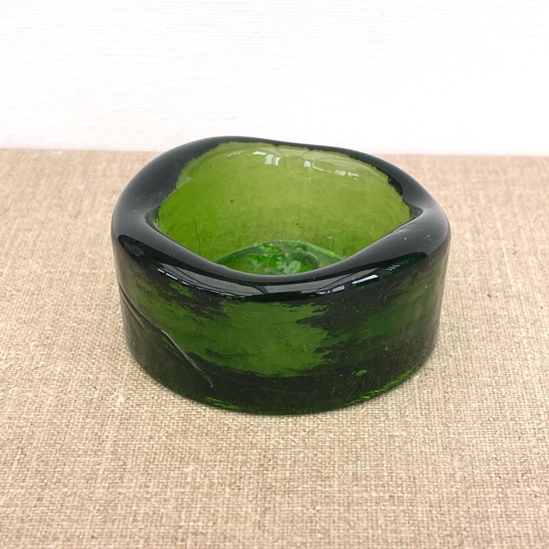Erik Höglund Kosta Boda Ashtray: Green Swedish Art Glass With
