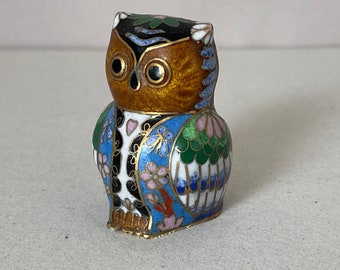 1852 七宝焼 景泰藍 碗1客 茶入1客 フクロウ1客 1852 七宝焼 景泰藍 碗