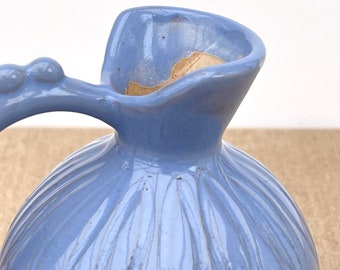 ヴィンテージスウェーデン陶器の花瓶：ライトブルーの陶器の水差し