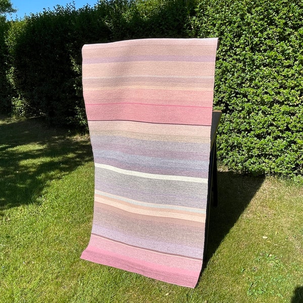 STUNNING RANA RUG / Wall decor / Wall hanging / Swedish design / Woven rug / Textile / Striped / Folk craft / Rustic decor / Pink Purple