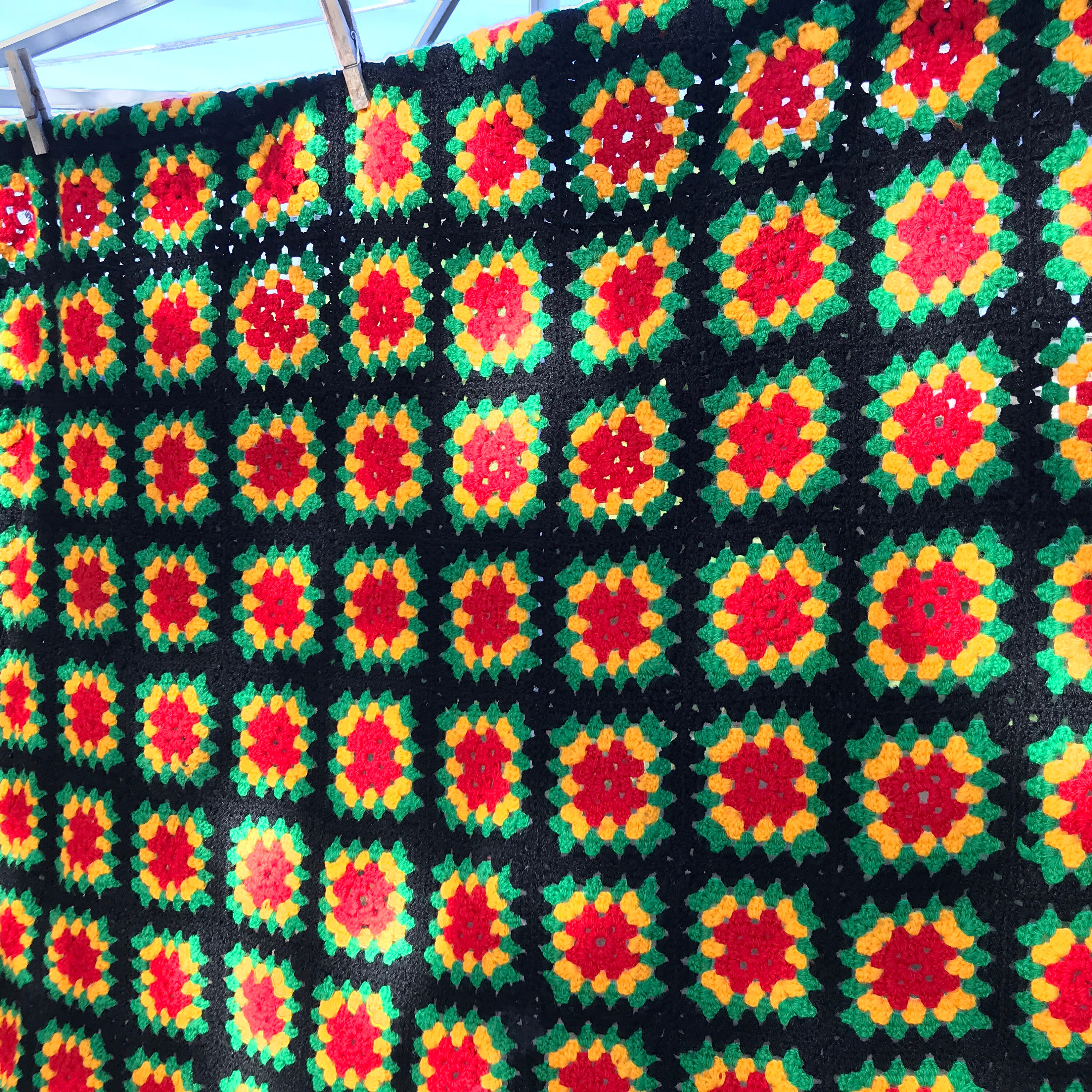 Couverture Tricotée Suédoise/Couvre-Lit Carrés de Grand-Mère Au Crochet Couverture Tricotée Multicol