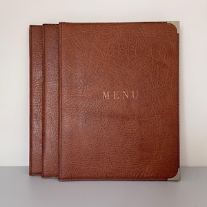 LIBRO DEL MENU FRANCESE / Copertina rigida / Tasche in plastica / Cartella del menu / Vintage francese / Custodia in similpelle / Vintage francese / Marrone / Pranzo Cena