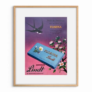 ORIGINAL FRANZÖSISCHE ANZEIGE / Vintage Magazinseite / Sammlerstück / Mid Century / Wanddekor / Wandkunst / altes Papier / Adv Poster / Lindt chocolat