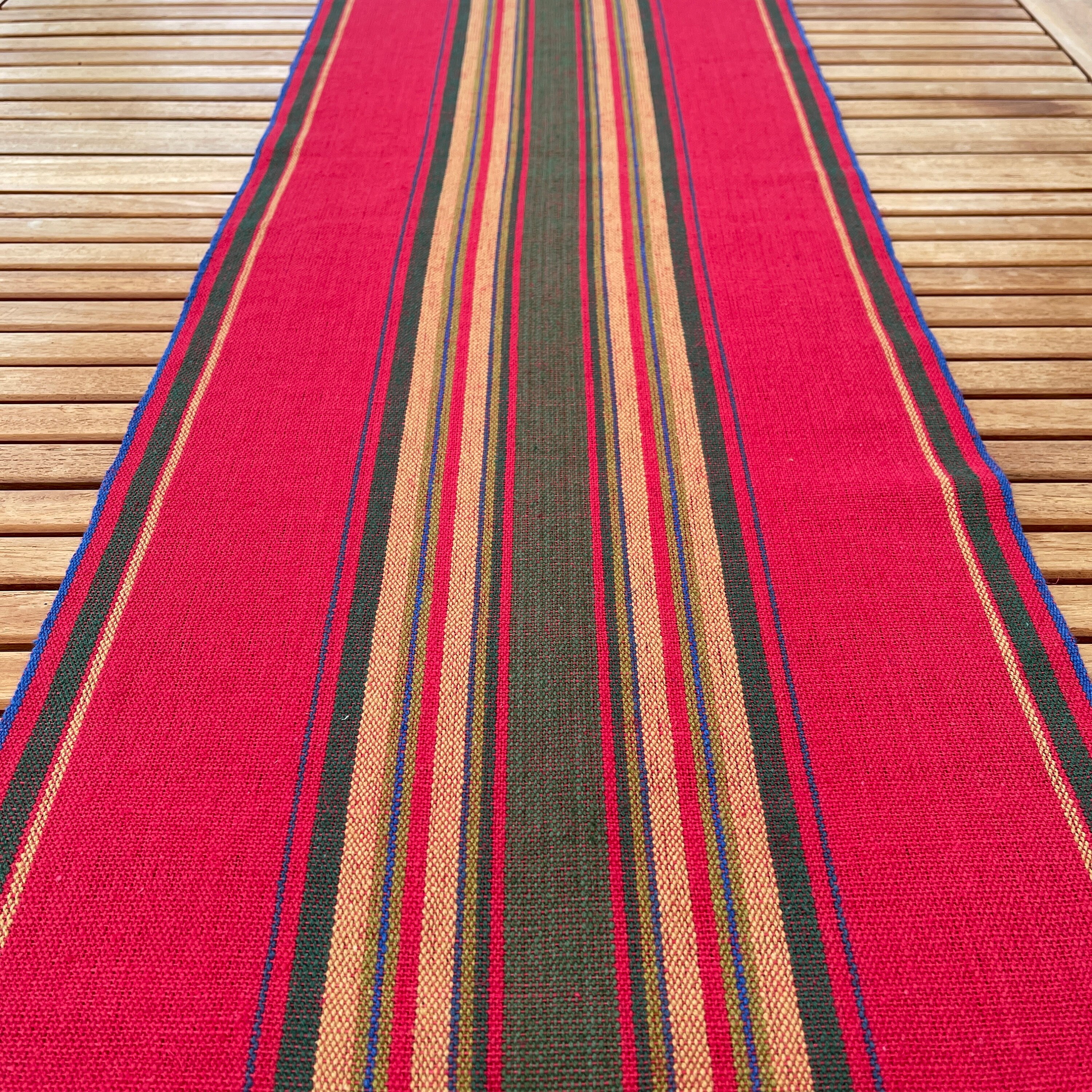 Suédois Tissé Tablerunner/Vintage Scandinave Textile Suédois Lin Style Cottage Rustique Rayé Tissé à