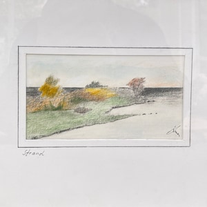 ORIGINAL SWEDISH ART / Drawing / Signed / Swedish vintage painting / Artwork / Wall hanging / Landscape / Beach