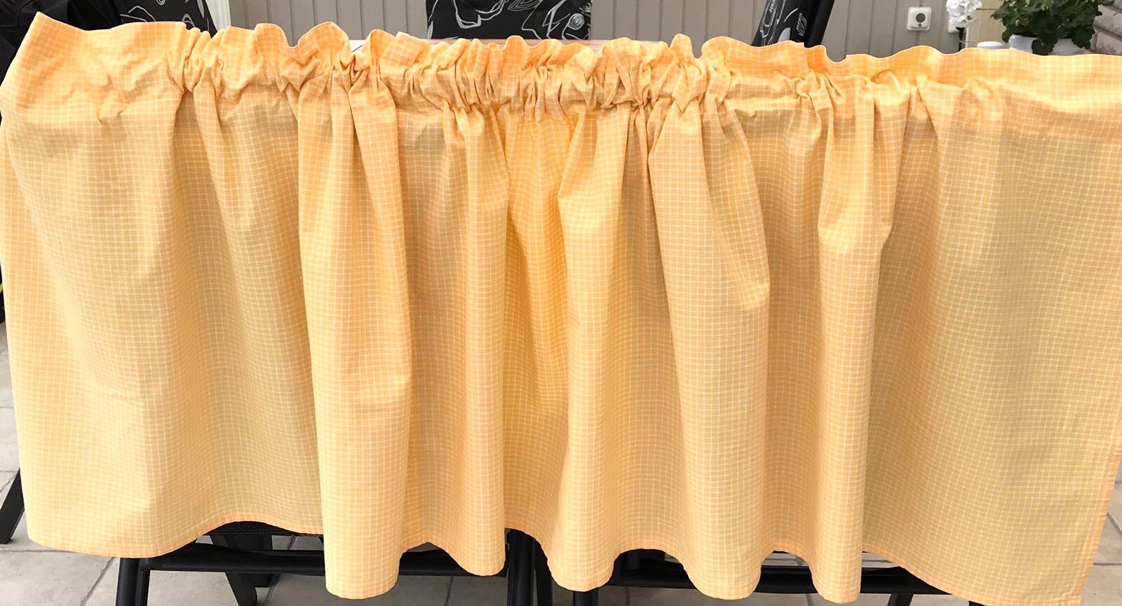 Swedish Vintage Valances/Cotton Pelmet Home Décor Checkered Yellow & White Cottage Country Farmhouse