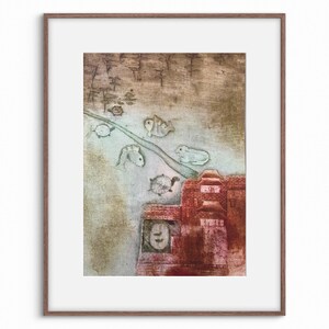 PAGINA ORIGINALE DEL LIBRO / Pagina di un libro d'epoca / Fiaba cinese / Decorazione murale / Carta vecchia / Anni '60 / Illustrazione di Eva Bednarova