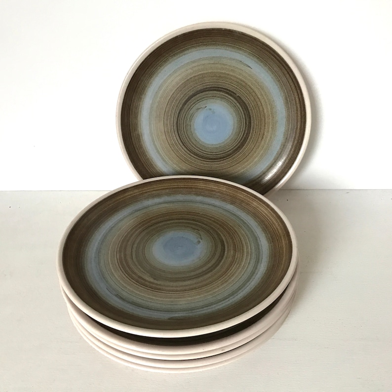 Vintage Longchamps Plate: Set of 6 handpainted ceramic dishes, 70s French Decor image 5