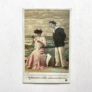 POSTAL FRANCESA ANTIGUA / Fotografía vintage / Coloreado teñido / Escrito a mano / 1900s / Original / Shabby chic / Ephemera / Diario basura