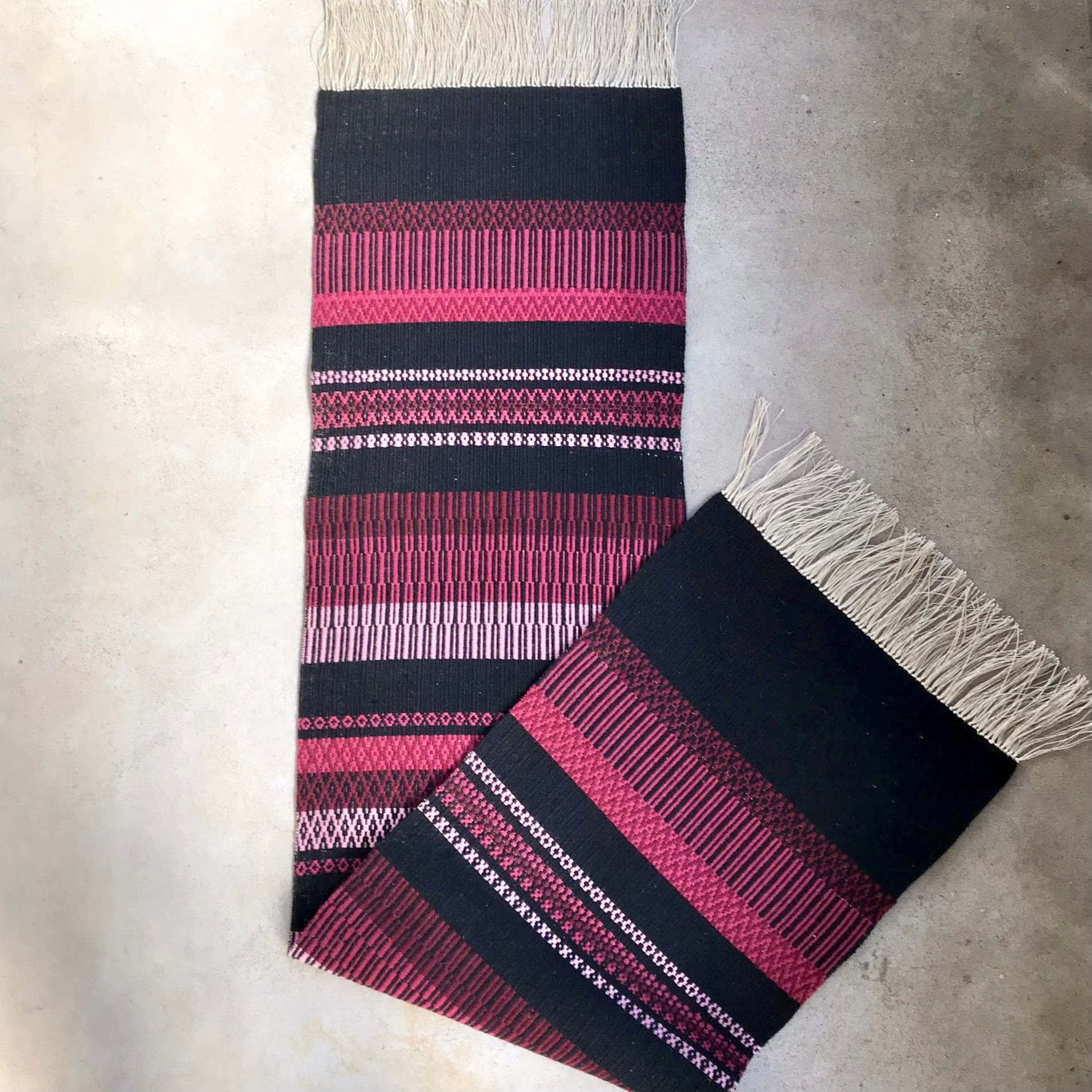 Grand Tablerunner Tissé/Vintage Suédois Textile Scandinave Laine Rayé Décor Rustique Accrochage Mura