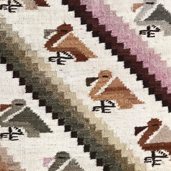 Tapisserie Murale MCM Tissée Main – Oiseaux Et Fleurs – Laine 41x26 Pouces