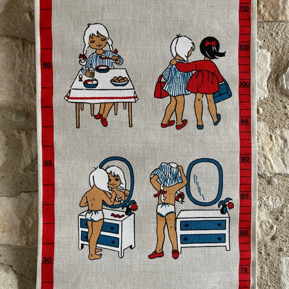 SWEDISH WALL HANGING Printed Wall Decor Scandinavian 60s 70s Vintage Design Sassi Linen Measure Length Girl Kids Room Etsy