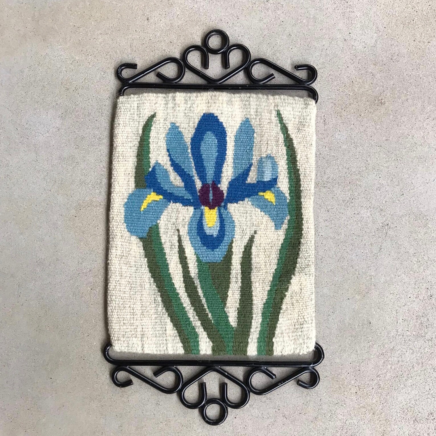 Petite Tapisserie Suédoise/Vintage Mur Suspendu Fabriqué à La Main Flamand Tissé Scandinave Laine 60