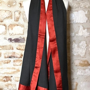 ÉCHARPE EN SOIE et LAINE / Echarpe portefeuille / Franges / Rouille orange marron / Idée cadeau / Grande