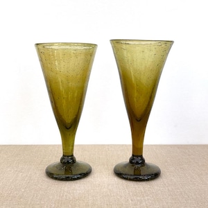 SCHWEDISCHES HANDGEMACHTES GLAS / 2er Set / Trinkglas / Brown Amber / Mid Century / Retro Glas / Mundgeblasen