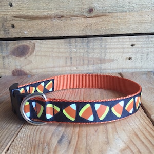 Halloween Dog Collar, Candy Corn Dog Collar, Orange Dog Collar, Black Dog Collar, Quick Release Buckle, 1&quot; Wide