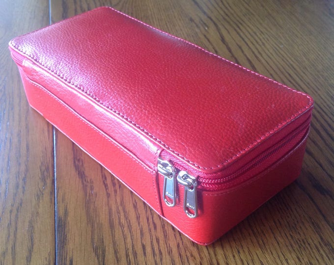Leather Pencil Case / Red Leather Pencil Case / Pencil Case / Etsy