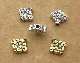 20pcs Antique Gold Lotus Flower Beads, Double Sided Lotus Spacer Beads, Lotus Charms 14x15mm