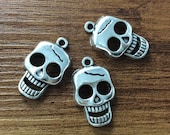20pcs 15x24mm Antique Silver Skull Charms, Gothic Skull Charms, Sugar Skull Charms