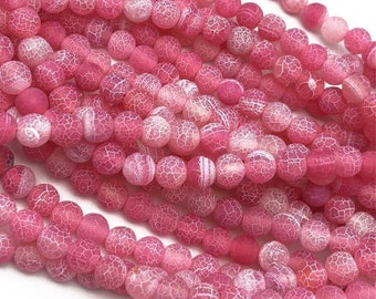 Frosted Pink Agate Beads, Matte Agate Stone Beads, Wholesale Beads, Jewelry Supplies, 6mm, 8mm, 10mm