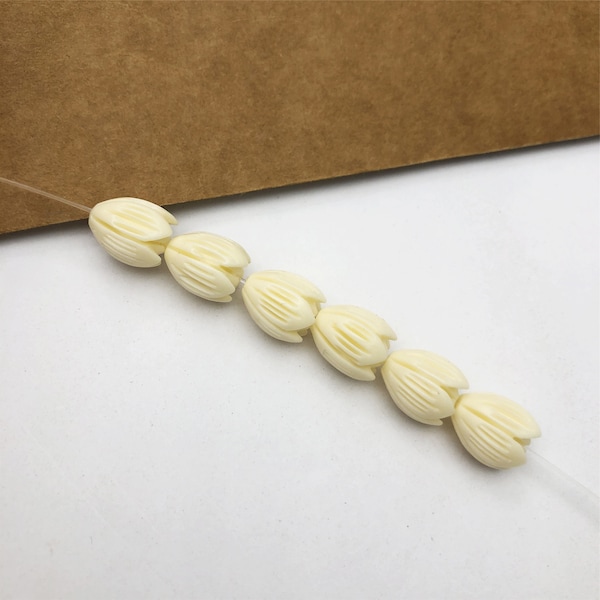 10-50 pieces Resin Coral Jasmine Flower Beads,Hand Carved Hawaiian Pikake Beads , Jewelry Findings