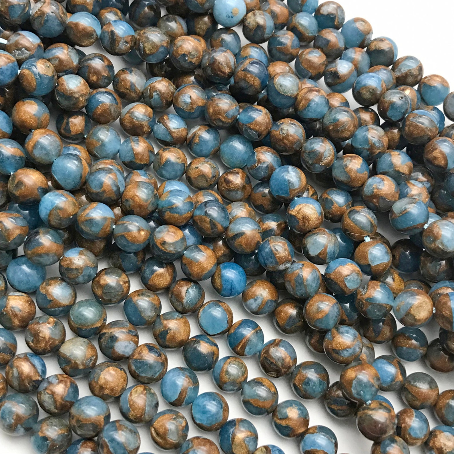 Light Blue Mosaic Quartz Beads Round Beads Gemstone Beads Etsy