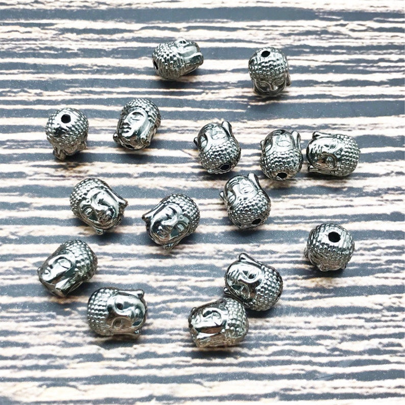 20pcs Gun Metal Plated Double Sided Buddha Beads for Buddha Bracelet Buddha Necklace Buddha Jewelry
