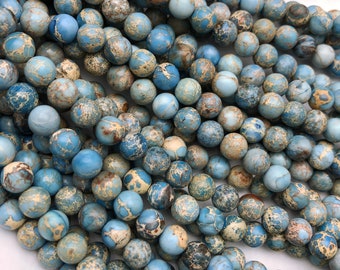 Blue Sea Sediment Jasper Beads,Gemstone Beads, Jewelry Supplies 4mm 6mm 8mm