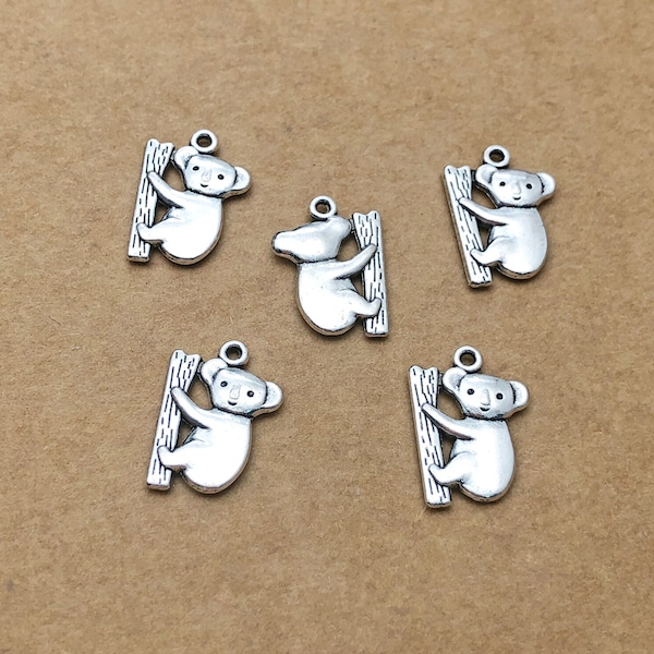 50pcs Koala Charms, Antique Silver Tone, 14x20mm