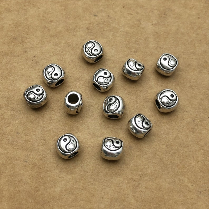 30pcs Yingyang Spacer Beads, Metal Spacer Yingyang Charms Large hole Beads, Double Sided 10x9mm image 1