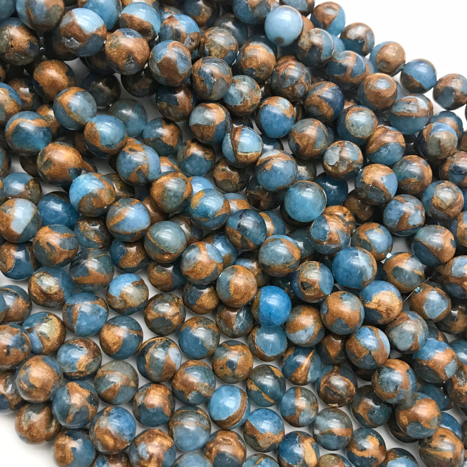 Light Blue Mosaic Quartz Beads Round Beads Gemstone Beads Etsy