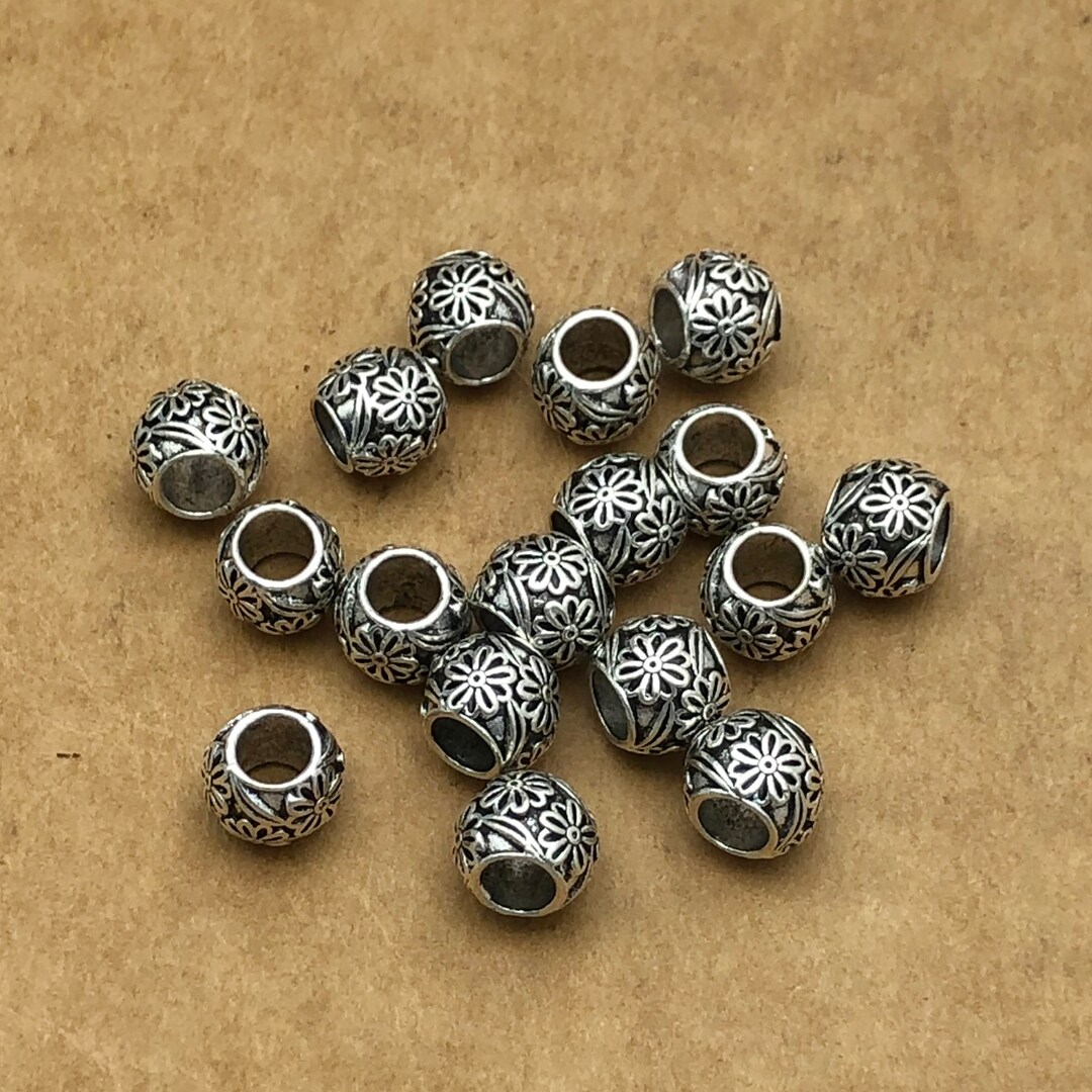 30 O 50 Cuentas Espaciadoras Corrugadas De Plata Antigua, Cuentas