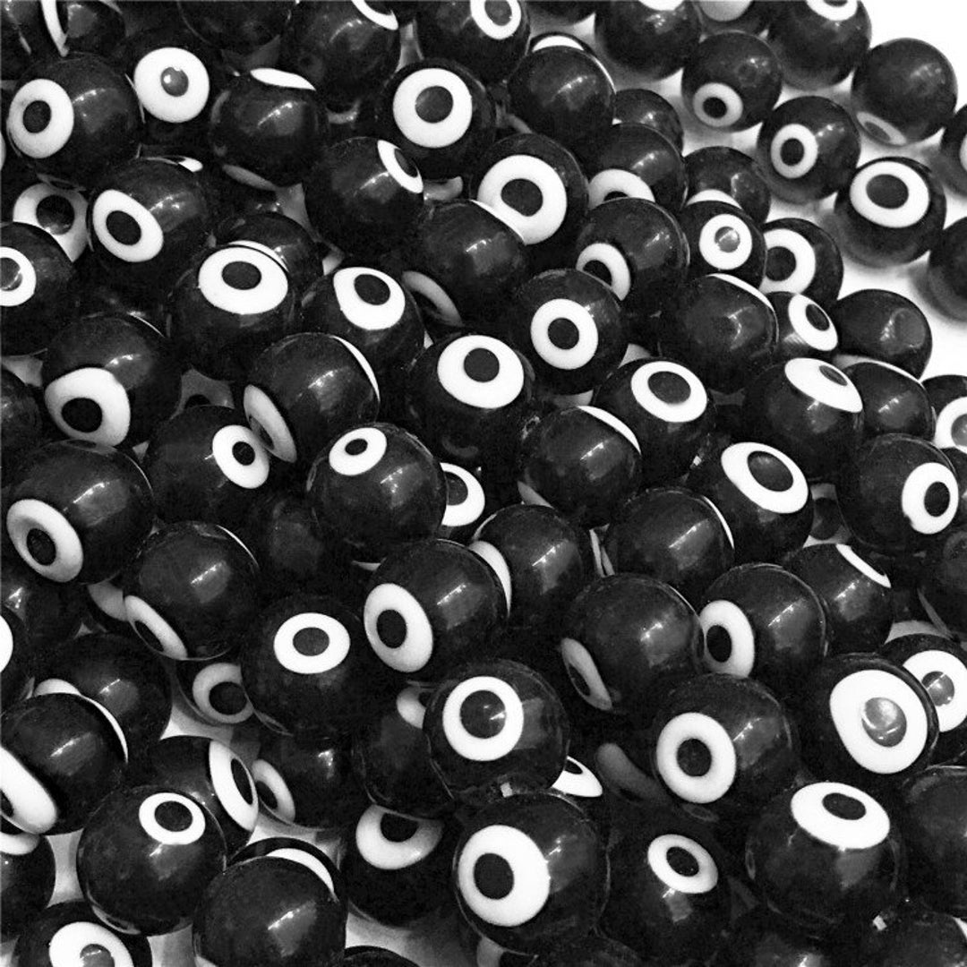 Evil Eye Glass Beads Black Evil Eye Beads. Round Beads. DIY Etsy