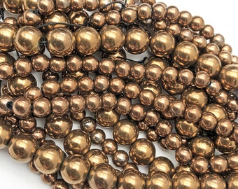 Brown Hematite Round Beads, 8mm 10mm Hematite Gemstone Beads, Hematite Beads, Jewelry Findings