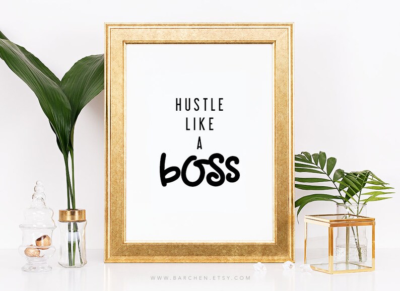 Hustle Like A Boss Work E Inspirational Art Poster Image 0
