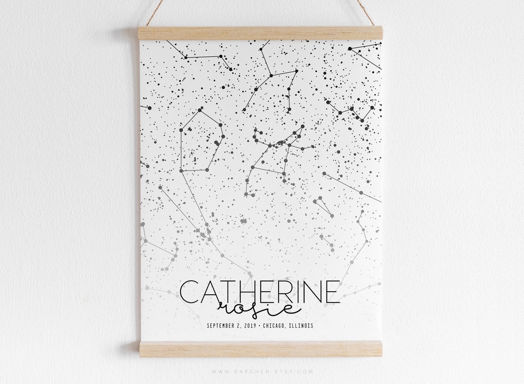 White Background Full Custom Star Map Night Sky Baby Name Etsy Singapore