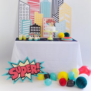 SUPERHERO party pack, printable party decor, superhero birthday party, image 1