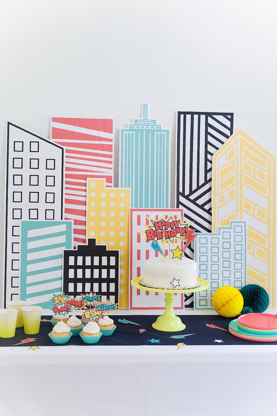 Printable Superhero Buildings Printable Party Decor | Etsy