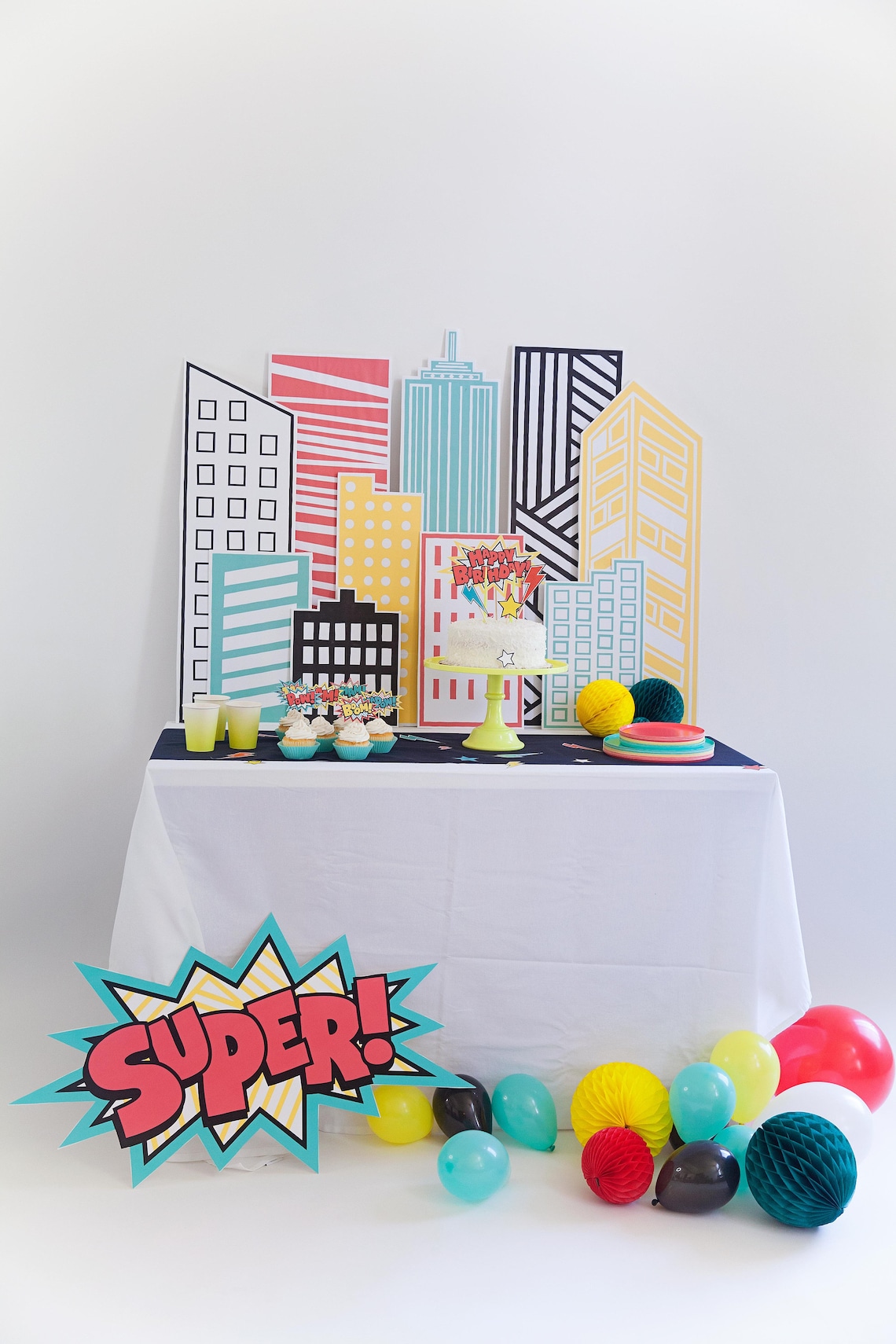 Printable Superhero Buildings Printable Party Decor | Etsy