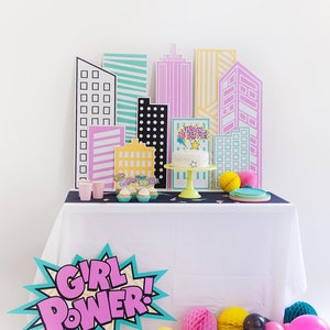 SUPER HERO GIRL party pack, printable party decor, superhero birthday party, super girl, girl power