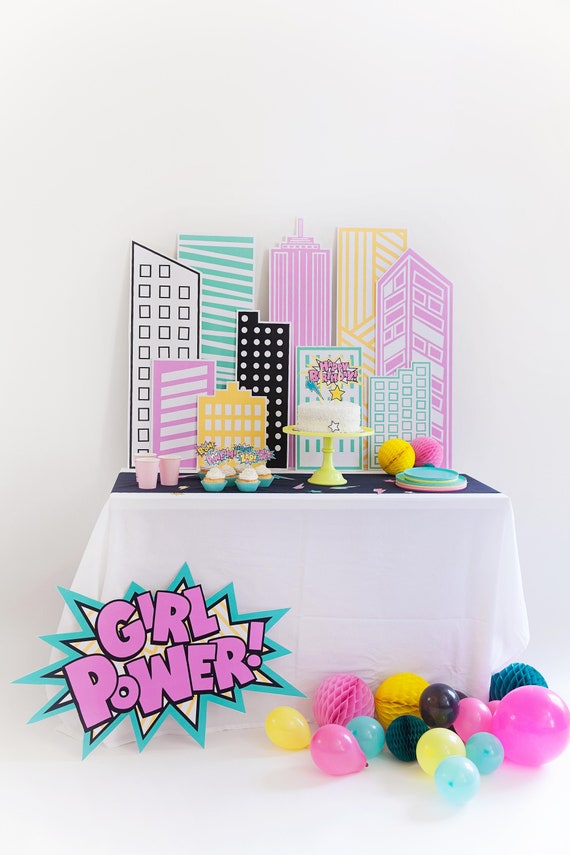 Central 23 Girls Birthday Wrapping Paper - Superhero Themed - Super Girl - 6 Sheets Gift Wrap - Baby Shower Wrapping Paper Girl - Comes with Stickers