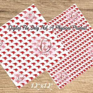 May include: Two white 12"x12" sheets with a repeating pattern of red elephants. The sheets have the text "Digital File Only, Not A Physical Product". A logo is visible on the sheets.